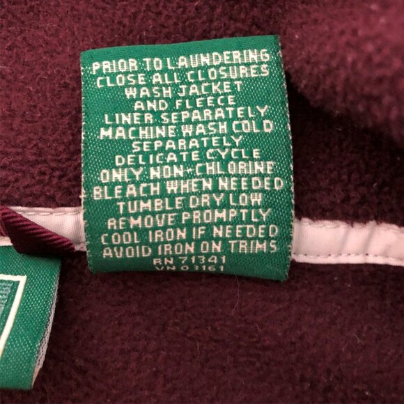 LL Bean Jacket Womens Large Coat Zip Pockets Red Burgandy Fleece Windbreaker - Picture 5 of 9